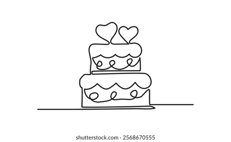 cake continuous one line drawing single line