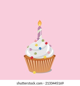 cake with cream and a candle