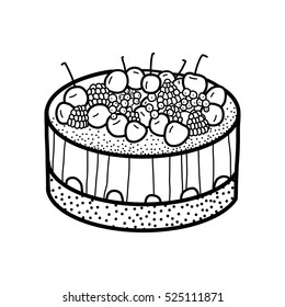 Cake with cream, cherry, strawberry, raspberry, desert, tasty, food