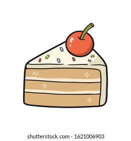 Cake with cream cute cartoon. Vector illustration
