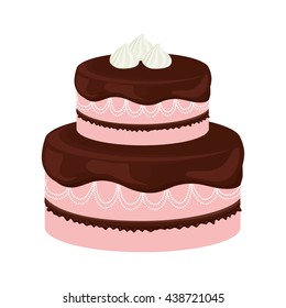 Cake with cream design. Bakery icon. vector graphic