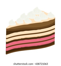 Cake with cream design. Bakery icon. vector graphic