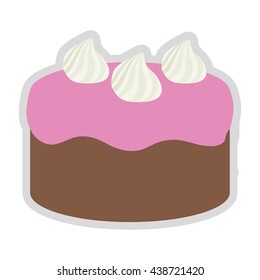 Cake with cream design. Bakery icon. vector graphic