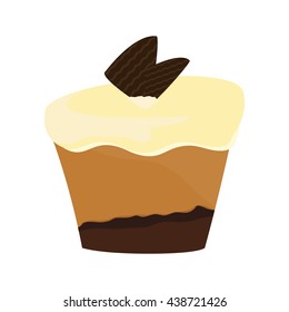 Cake with cream design. Bakery icon. vector graphic