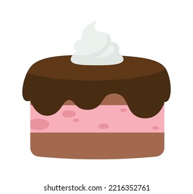 Cake with cream flat illustration