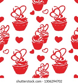 Cake with cream and hearts