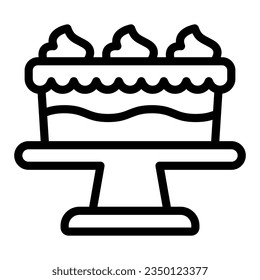 Cake with cream line icon, Thanksgiving Day concept, sweet holiday biscuit sign on white background, Birthday cake icon in outline style mobile concept web design. Vector graphics.