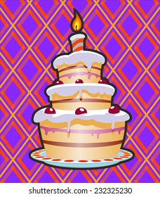 Cake with cream on background