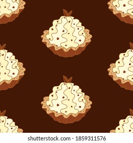 Cake with cream on a dark background