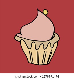 CAKE WITH CREAM. VECTOR