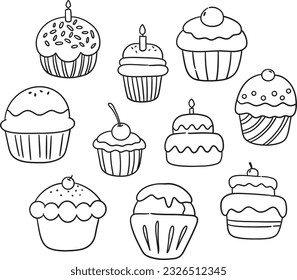 Cake cupcake bakery cream drawing