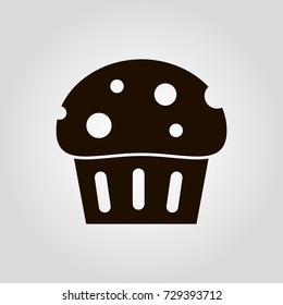 Cake, cupcake or muffin isolated flat vector icon
