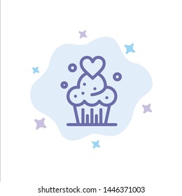 Cake, Cupcake, Muffins, Baked, Sweets Blue Icon on Abstract Cloud Background