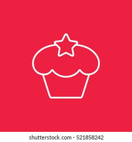 cake cupcake sweet baked biscuit dessert line icon red and white