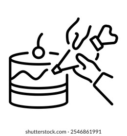 Icono de decoración de pastel en estilo lineal 