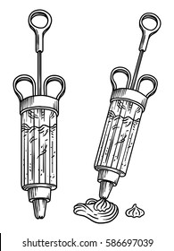 Cake Decorating Kit Illustration, Drawing, Engraving, Line Art, Injector
, Vector