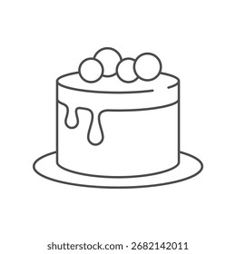 Cake with decoration line icon