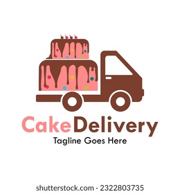 Cake delivery design logo template illustration