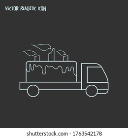 Elemento de línea de icono de entrega de pasteles. Ilustración vectorial de la línea de icono de entrega de tartas aislada en fondo limpio para el diseño del logotipo de la aplicación móvil web.