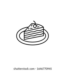 cake, desert, celebration line icon on white background