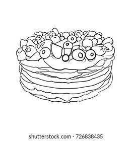 Cake, desert, food, vector illustration 