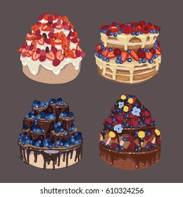 Cake, desert, vector illustration