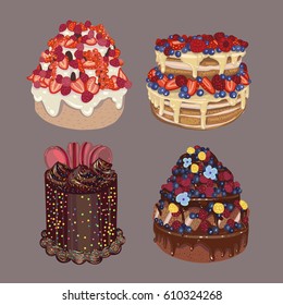 Cake, desert, vector illustration