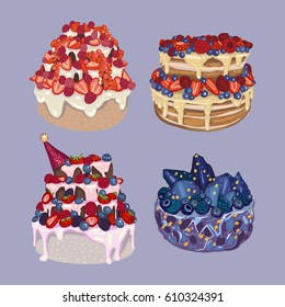 Cake, desert, vector illustration
