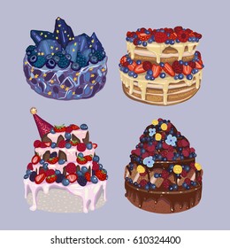 Cake, desert, vector illustration