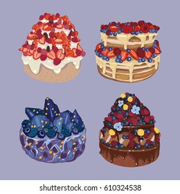 Cake, desert, vector illustration