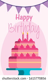 cake design, Happy birthday card celebration decoration surprise party anniversay and invitation theme Vector illustration