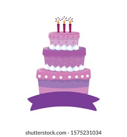 Cake design, happy birthday celebration decoration party festive and surprise theme Vector illustration