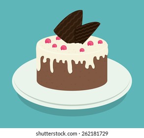 Cake design over blue background, vector illustration.