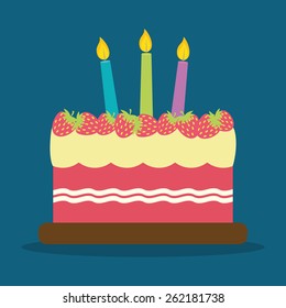 Cake design over blue background, vector illustration.