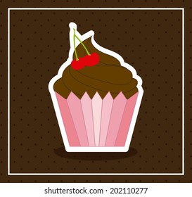 cake design over brown background vector illustration