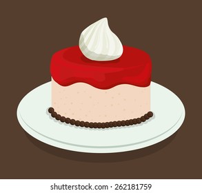 Cake design over brown background, vector illustration.