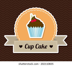 cake design over pattern background vector illustration