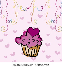 cake design over pink background vector illustration
