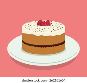 Cake design over pink background, vector illustration.