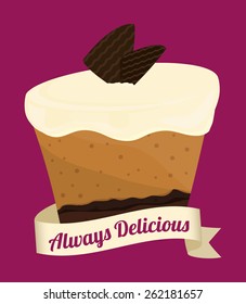 Cake design over pink background, vector illustration.