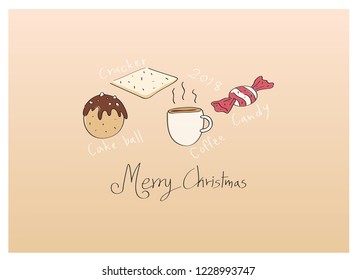 Cake design with simple lines with warm colors and greetings in 2018.