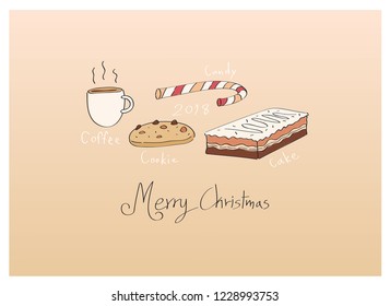 Cake design with simple lines with warm colors and greetings in 2018.