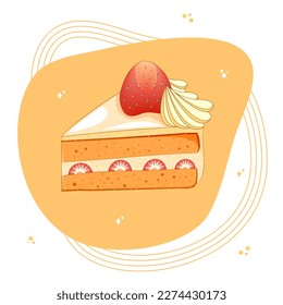 Cake design with strawberry. Vector illustration EPS10