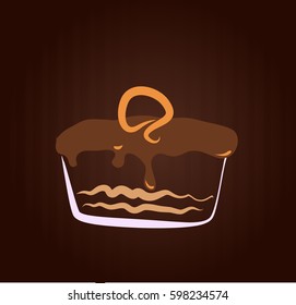 Cake Design symbol on brown background 