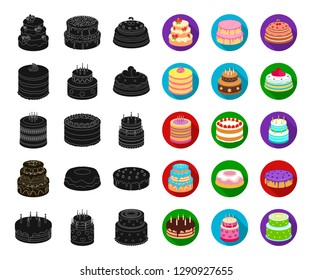 Cake and dessert black,flat icons in set collection for design. Holiday cake vector symbol stock web illustration.