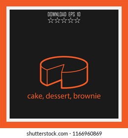 cake, dessert, brownie vector icon