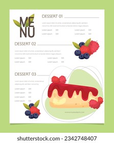 Cake and dessert cafe menu vector illustration
