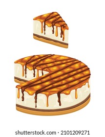 Cake Dessert Caramel Sweet Food Vector Illustration