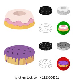 Cake and dessert cartoon,black,flat,monochrome,outline icons in set collection for design. Holiday cake vector symbol stock web illustration.