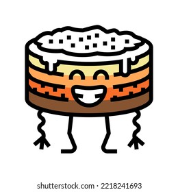 cake dessert character color icon vector. cake dessert character sign. isolated symbol illustration